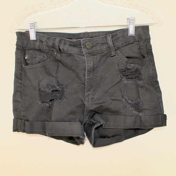 Kancan Woman’s High Rise Stretchy Black Distressed Jean Shorts - Size W9 - Picture 4 of 10
